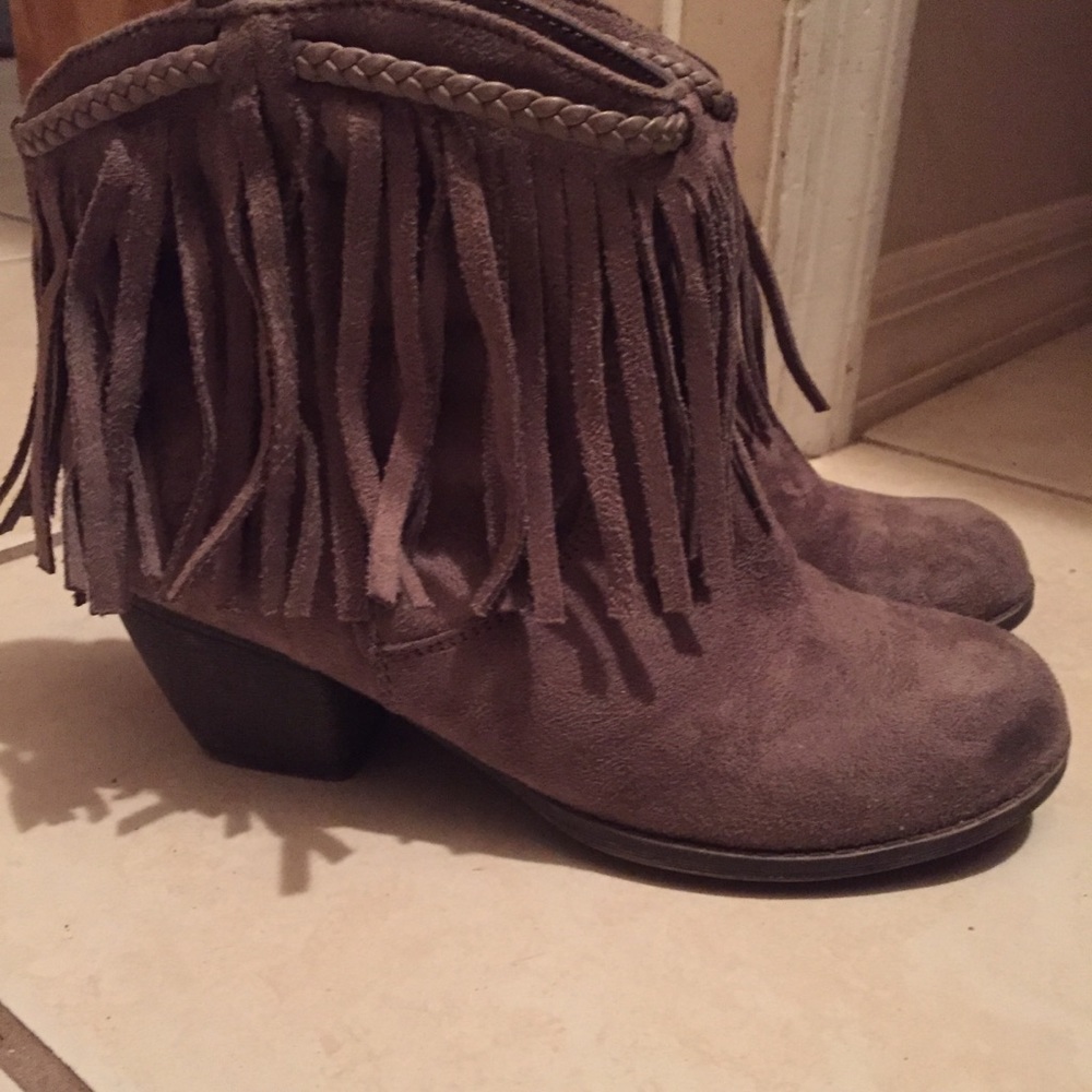 Fringe Gray Boho Boots